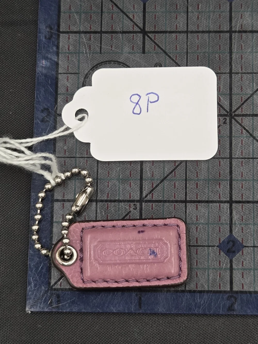 Coach Light Violet Leather Mini Tag Keychain